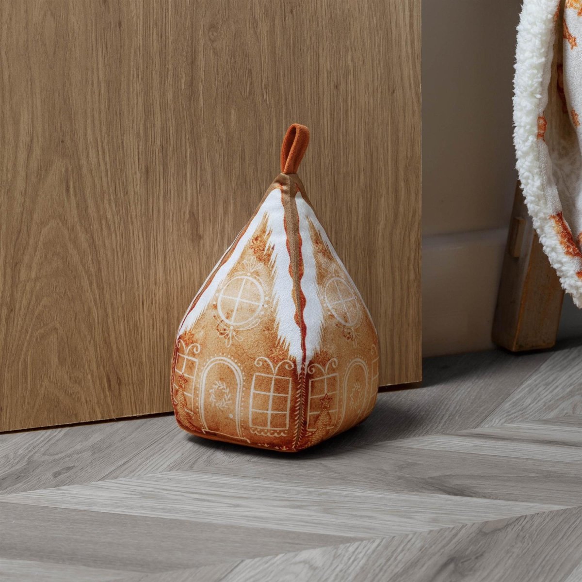 Gretel Gingerbread House Doorstop | Velvet Fabric Gingerbread Door Stop - 23cm - Doorstop
