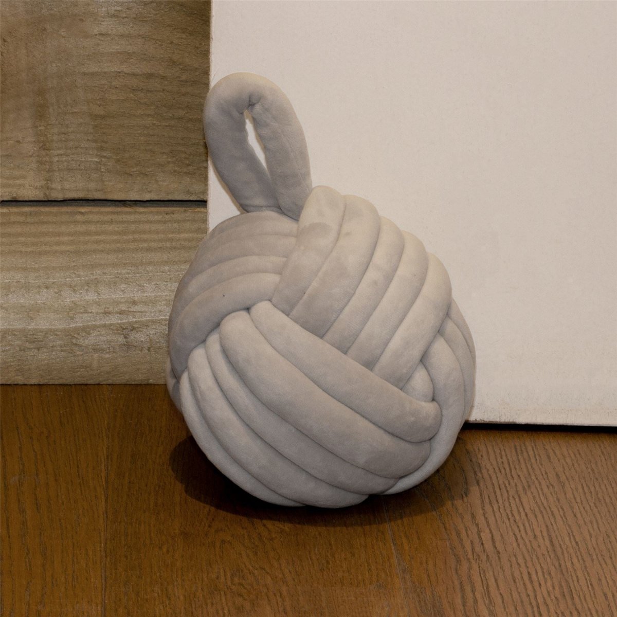 Grey Fabric Nautical Monkey Fist Knot Door Stop | Rope Design Knot Doorstop - Doorstop