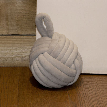 Grey Fabric Nautical Monkey Fist Knot Door Stop | Rope Design Knot Doorstop - Doorstop