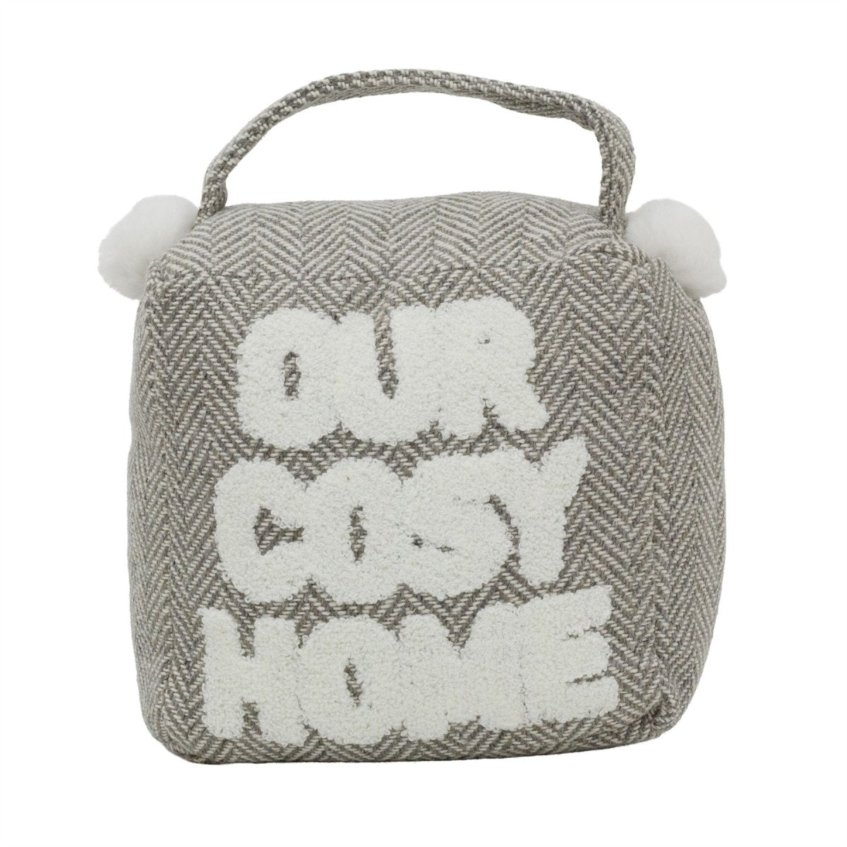 Grey Herringbone Doorstop | 1.2kg Cosy Home Fabric Weighted Square Doorstop - Doorstop