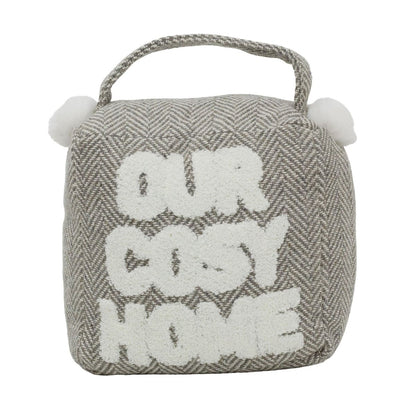 Grey Herringbone Doorstop | 1.2kg Cosy Home Fabric Weighted Square Doorstop - Doorstop