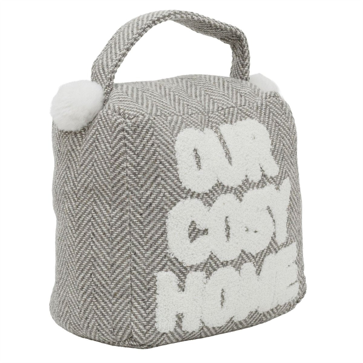 Grey Herringbone Doorstop | 1.2kg Cosy Home Fabric Weighted Square Doorstop - Doorstop