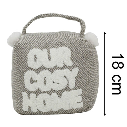 Grey Herringbone Doorstop | 1.2kg Cosy Home Fabric Weighted Square Doorstop - Doorstop