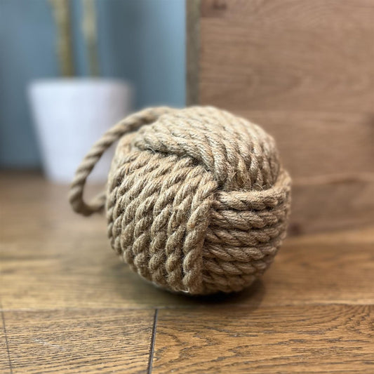Heavy Nautical Knot Rope Doorstop ~ Novelty Door Stop, Natural Door Stop Ball - Doorstop