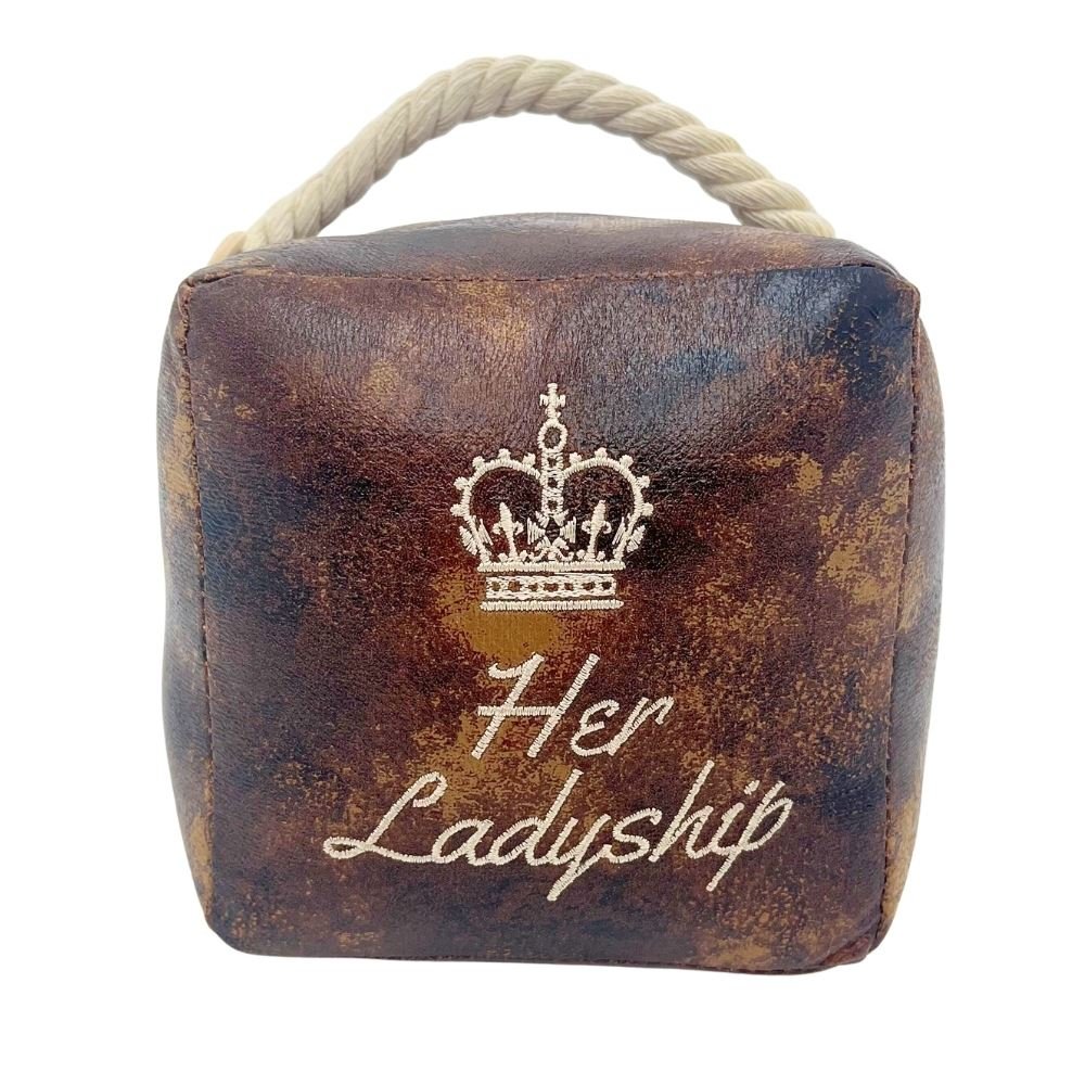 Her Ladyship Faux Leather Doorstop, 16cm Novelty Slogan Door Stop Rope Handle - Doorstop