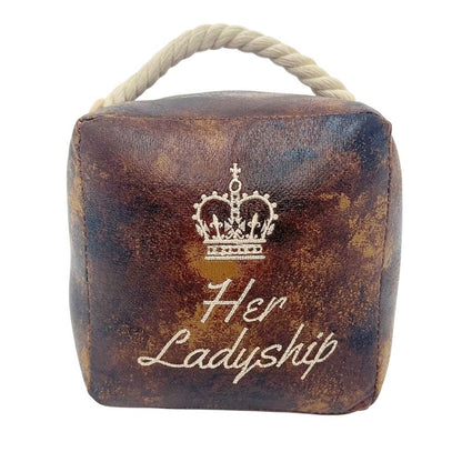 Her Ladyship Faux Leather Doorstop, 16cm Novelty Slogan Door Stop Rope Handle - Doorstop