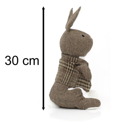 Herringbone Rabbit Door Stop Novelty Fabric Animal Doorstop Hare Door Stopper - Brown - Doorstop
