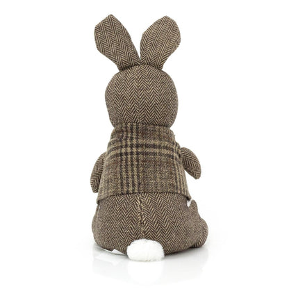 Herringbone Rabbit Door Stop Novelty Fabric Animal Doorstop Hare Door Stopper - Brown - Doorstop