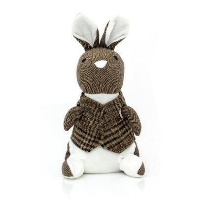 Herringbone Rabbit Door Stop Novelty Fabric Animal Doorstop Hare Door Stopper - Brown - Doorstop