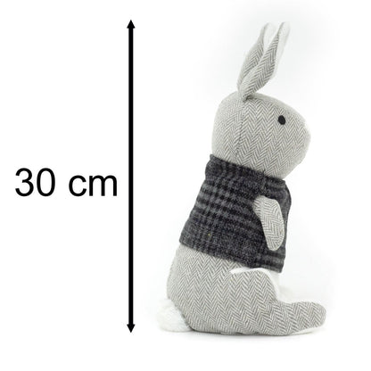Herringbone Rabbit Door Stop Novelty Fabric Animal Doorstop Hare Door Stopper - Grey - Doorstop