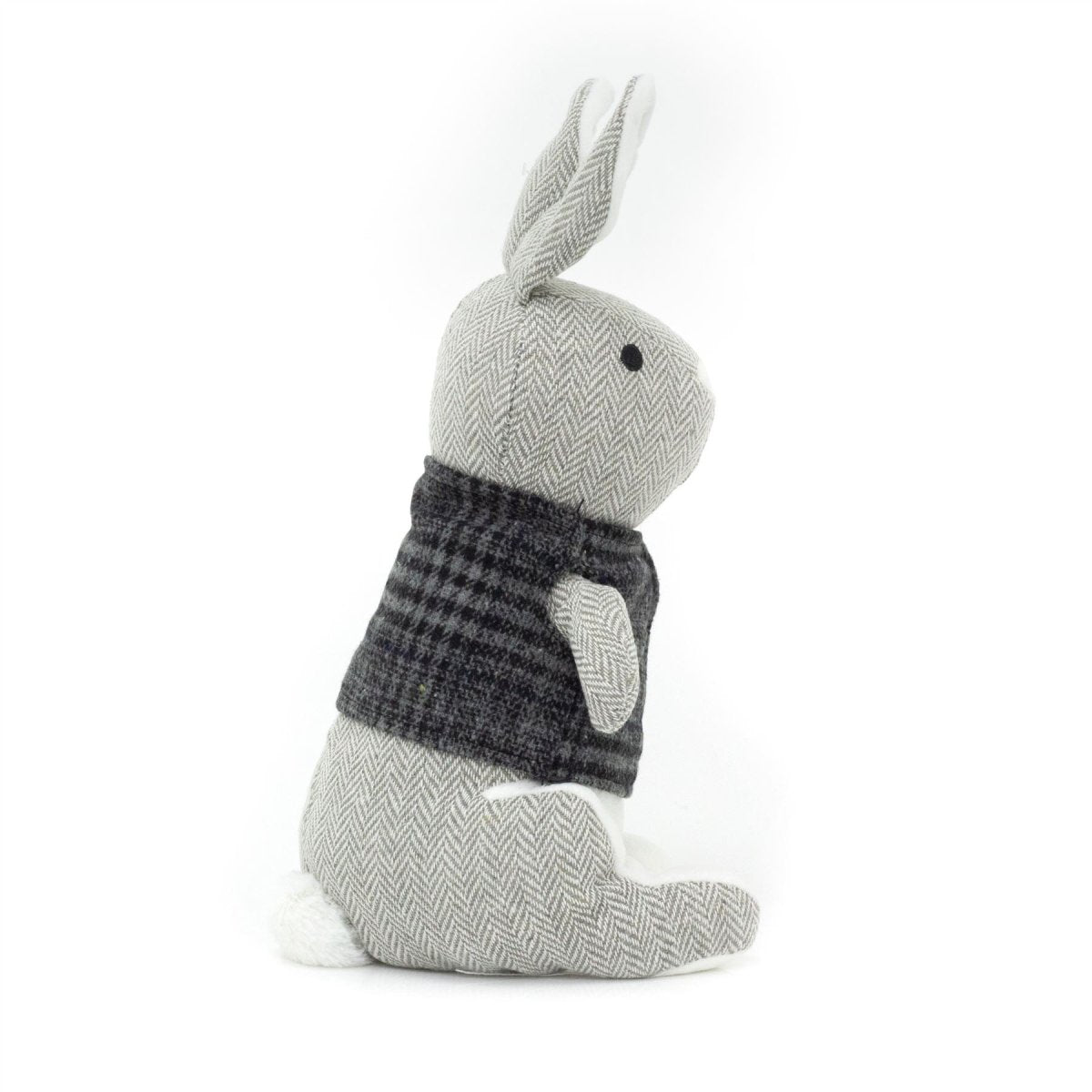 Herringbone Rabbit Door Stop Novelty Fabric Animal Doorstop Hare Door Stopper - Grey - Doorstop