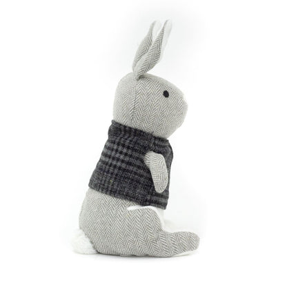 Herringbone Rabbit Door Stop Novelty Fabric Animal Doorstop Hare Door Stopper - Grey - Doorstop
