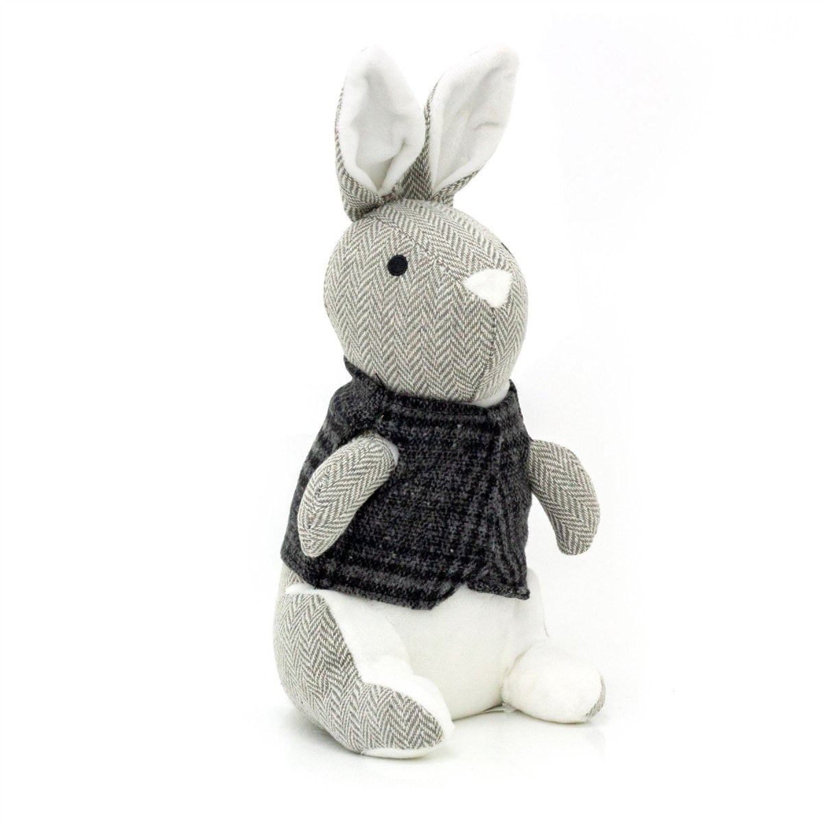 Herringbone Rabbit Door Stop Novelty Fabric Animal Doorstop Hare Door Stopper - Grey - Doorstop