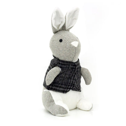 Herringbone Rabbit Door Stop Novelty Fabric Animal Doorstop Hare Door Stopper - Grey - Doorstop