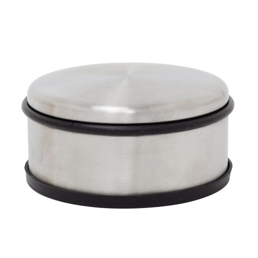 Large Stainless Steel Door Stop, 1kg Round Metal Rubber Base Doorstop 11x5cm - Doorstop