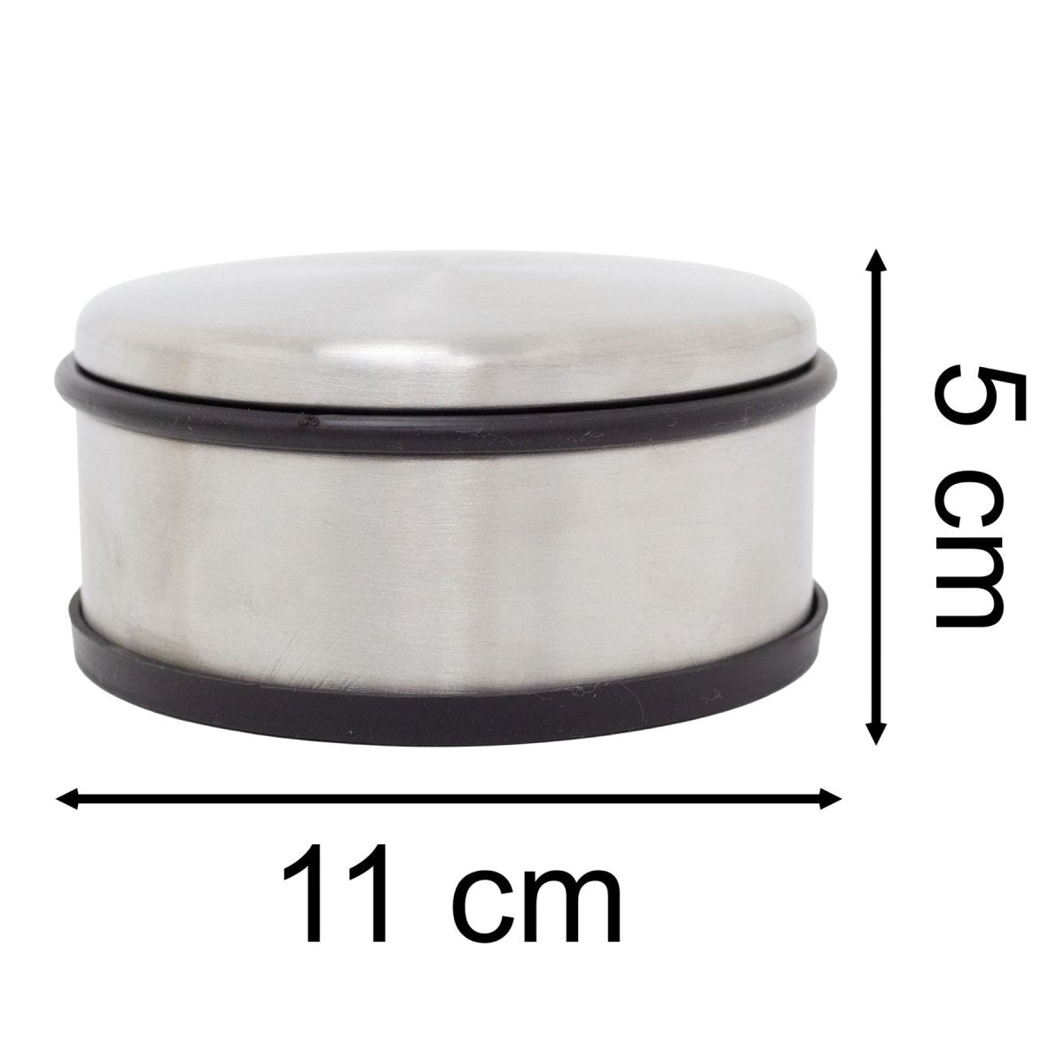 Large Stainless Steel Door Stop, 1kg Round Metal Rubber Base Doorstop 11x5cm - Doorstop
