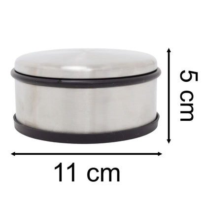 Large Stainless Steel Door Stop, 1kg Round Metal Rubber Base Doorstop 11x5cm - Doorstop