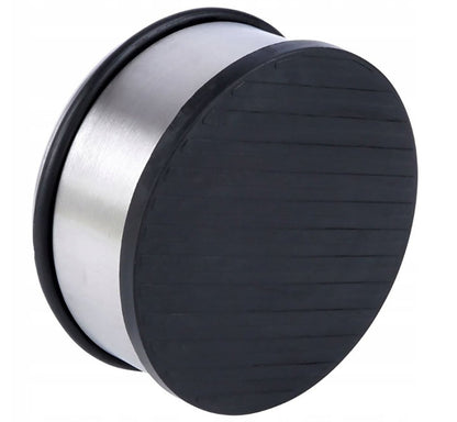 Large Stainless Steel Door Stop, 1kg Round Metal Rubber Base Doorstop 11x5cm - Doorstop