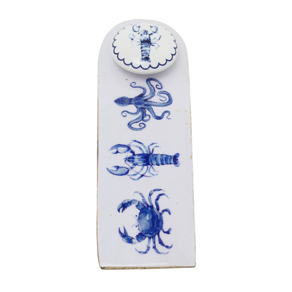 Nautical Wooden Door Stop Wedge, Seashore Enamel & Wood Doorstop Wedge - Doorstop