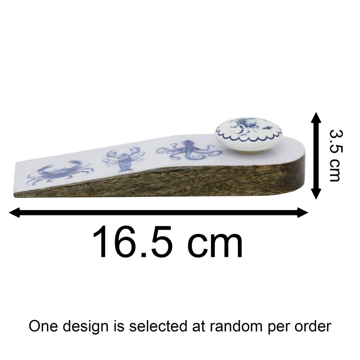 Nautical Wooden Door Stop Wedge, Seashore Enamel & Wood Doorstop Wedge - Doorstop