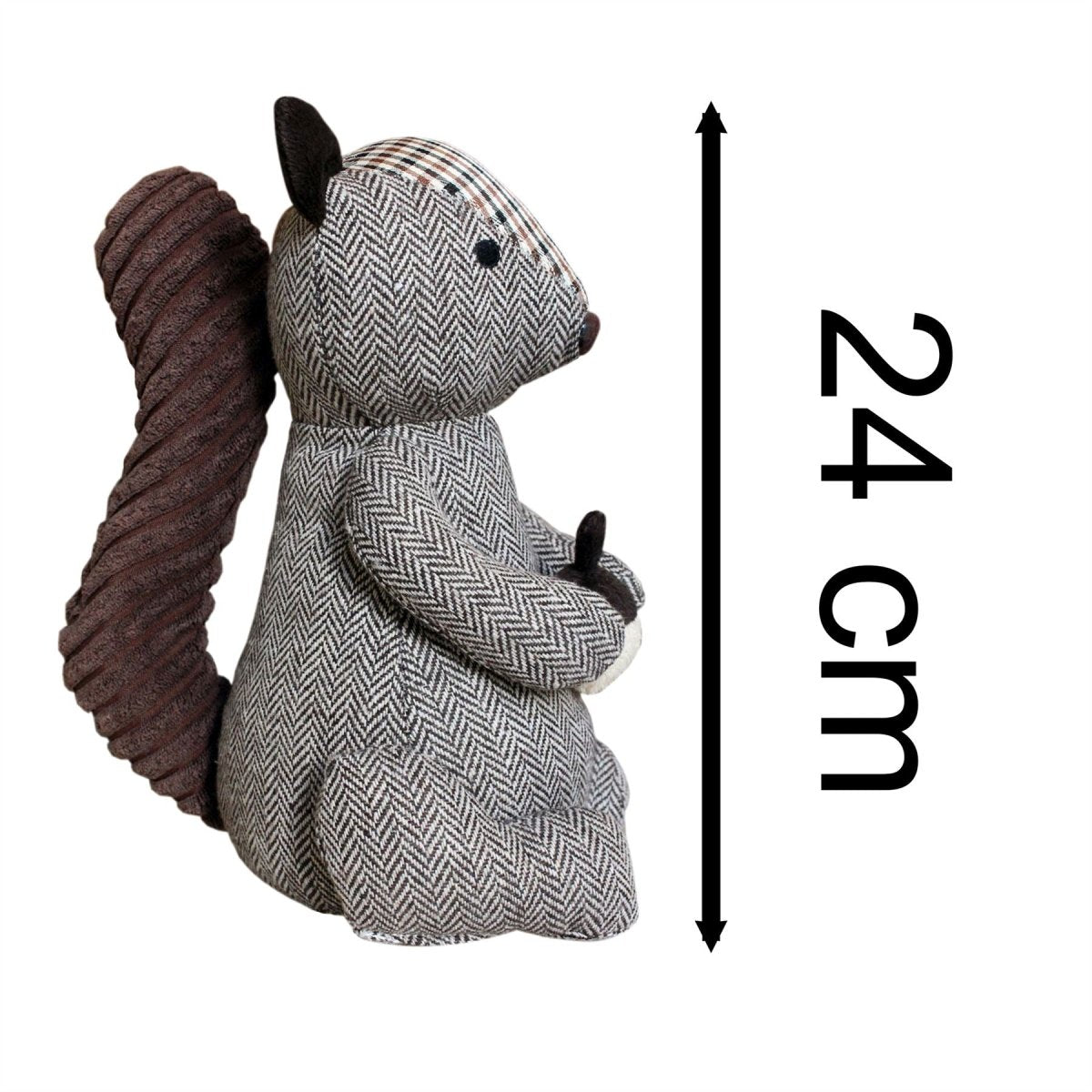 Oliver Squirrel Doorstop | Herringbone Squirrel Shaped Animal Door Stop - 24cm - Doorstop