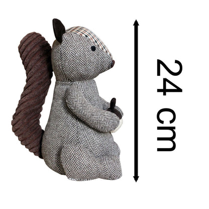 Oliver Squirrel Doorstop | Herringbone Squirrel Shaped Animal Door Stop - 24cm - Doorstop