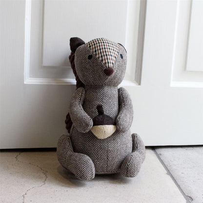 Oliver Squirrel Doorstop | Herringbone Squirrel Shaped Animal Door Stop - 24cm - Doorstop