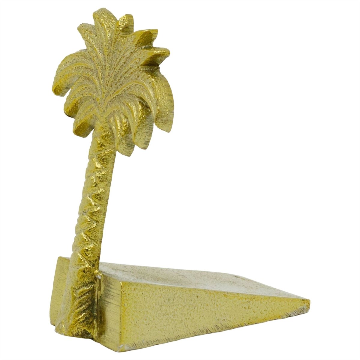 Palm Tree Door Wedge, 11cm Freestanding Gold Metal Tropical Doorstop - Doorstop