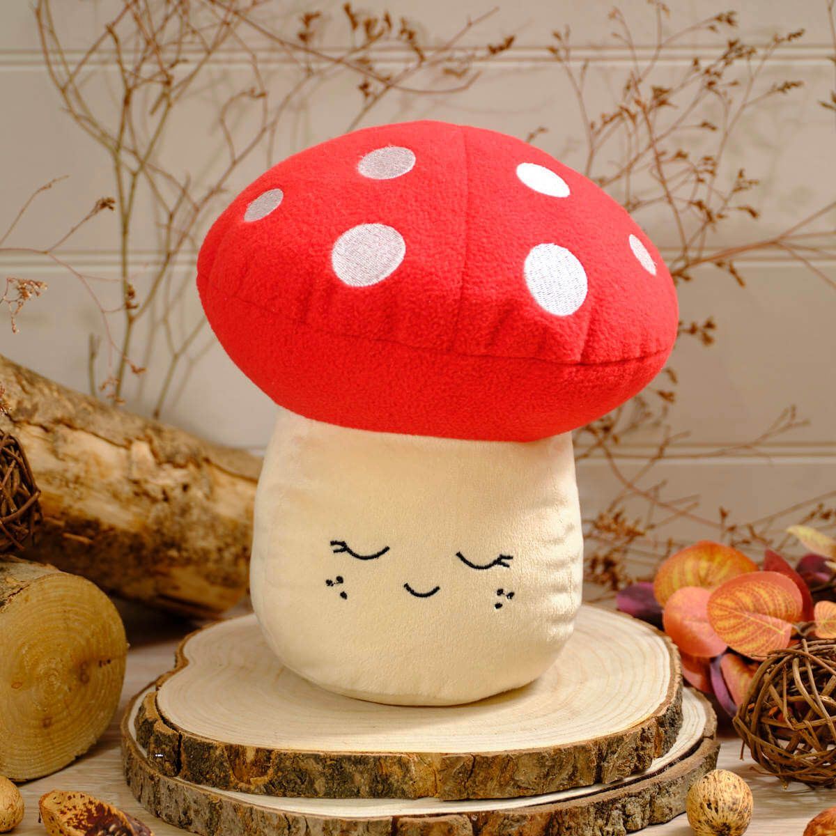 Red Mushroom Door Stop | 1.2kg Door Stopper Smiley Fabric Toadstool Doorstop - Doorstop