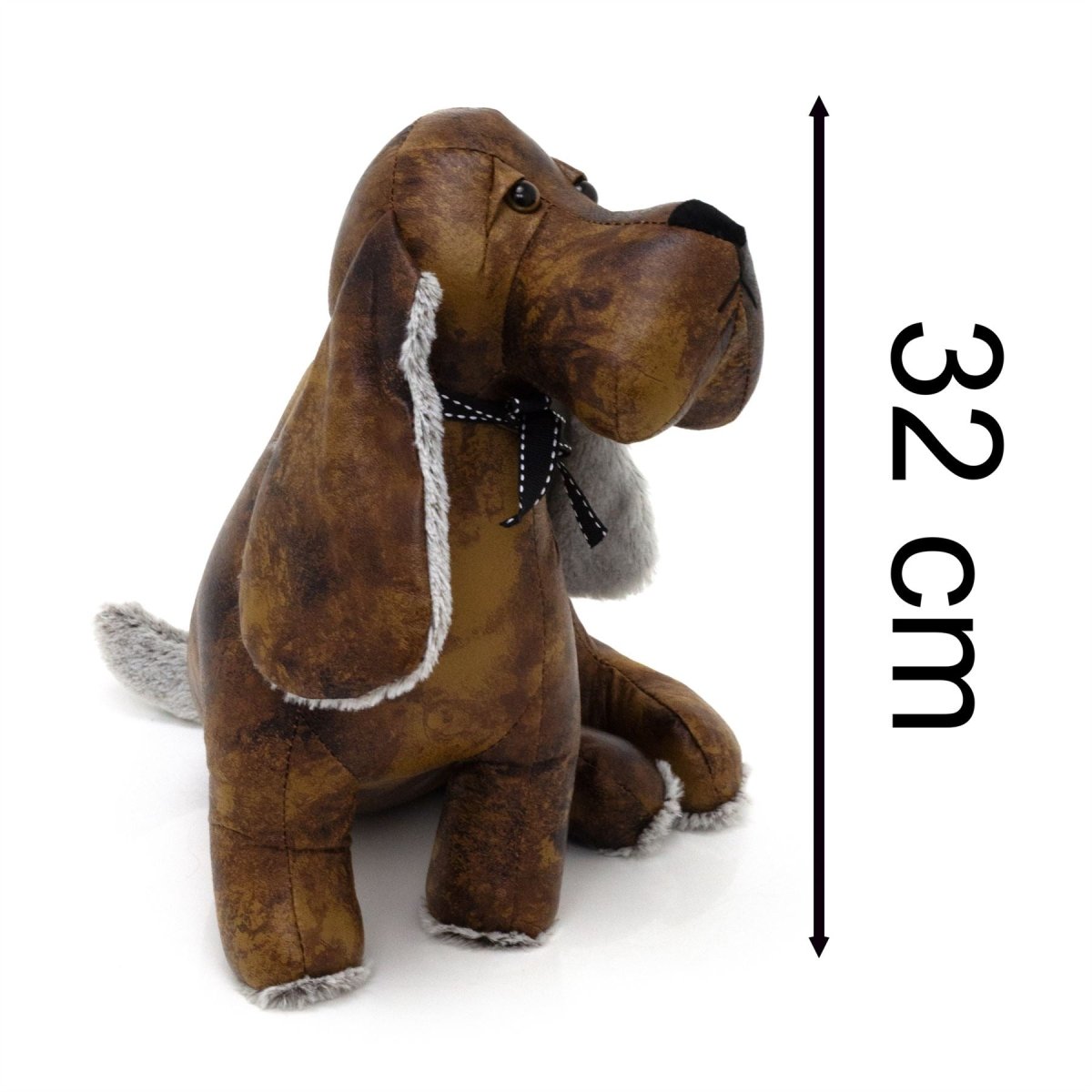Roscoe Basset Hound Doorstop | Faux Leather Dog Shaped Animal Door Stop - 32cm - Doorstop