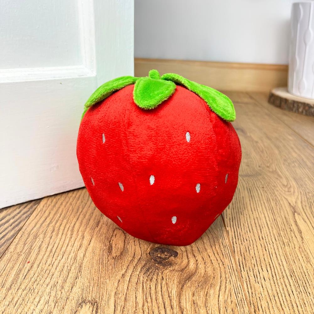 Strawberry Fabric Doorstop | Novelty Strawberry Shaped Fruit Door Stop - 14cm - Doorstop