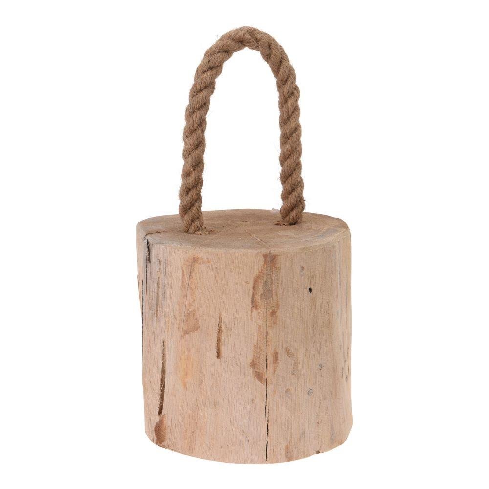 Stylish Teak Door Stop With Rope Handle ~ Novelty Wooden Doorstop - Doorstop