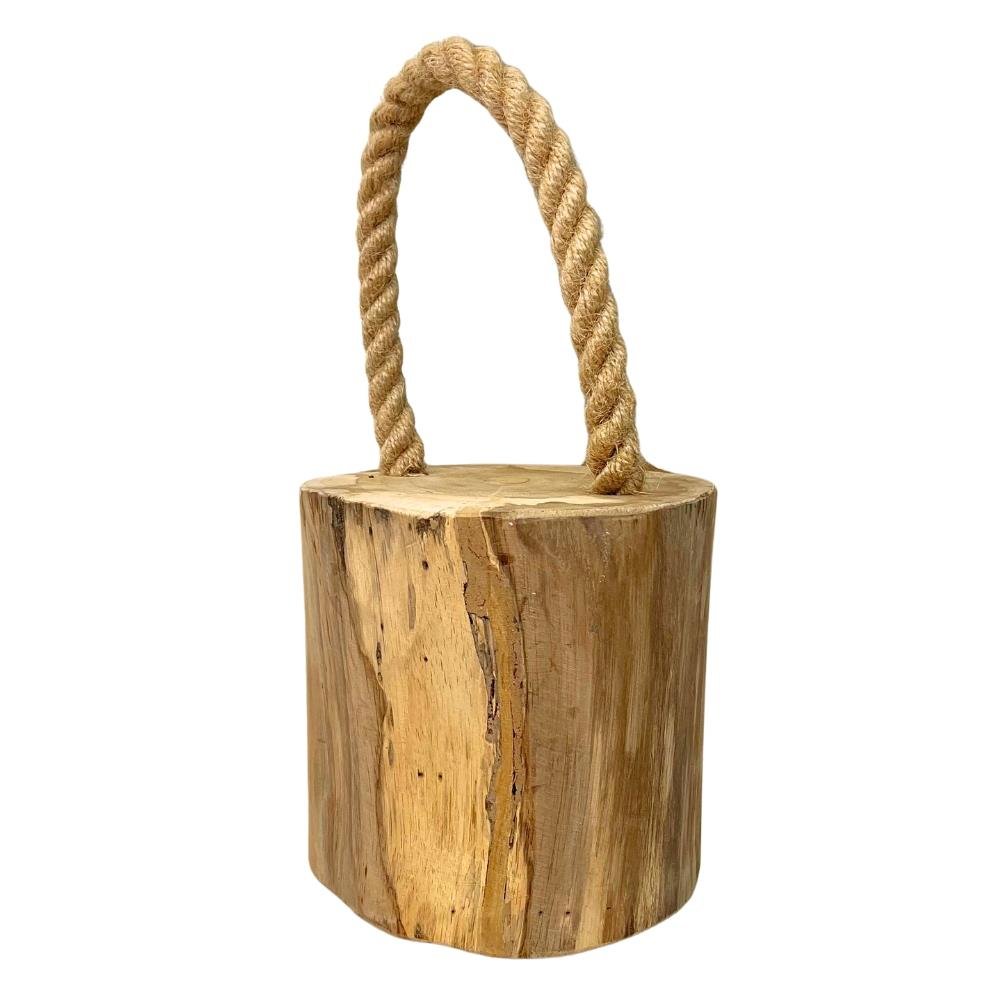 Stylish Teak Door Stop With Rope Handle ~ Novelty Wooden Doorstop - Doorstop