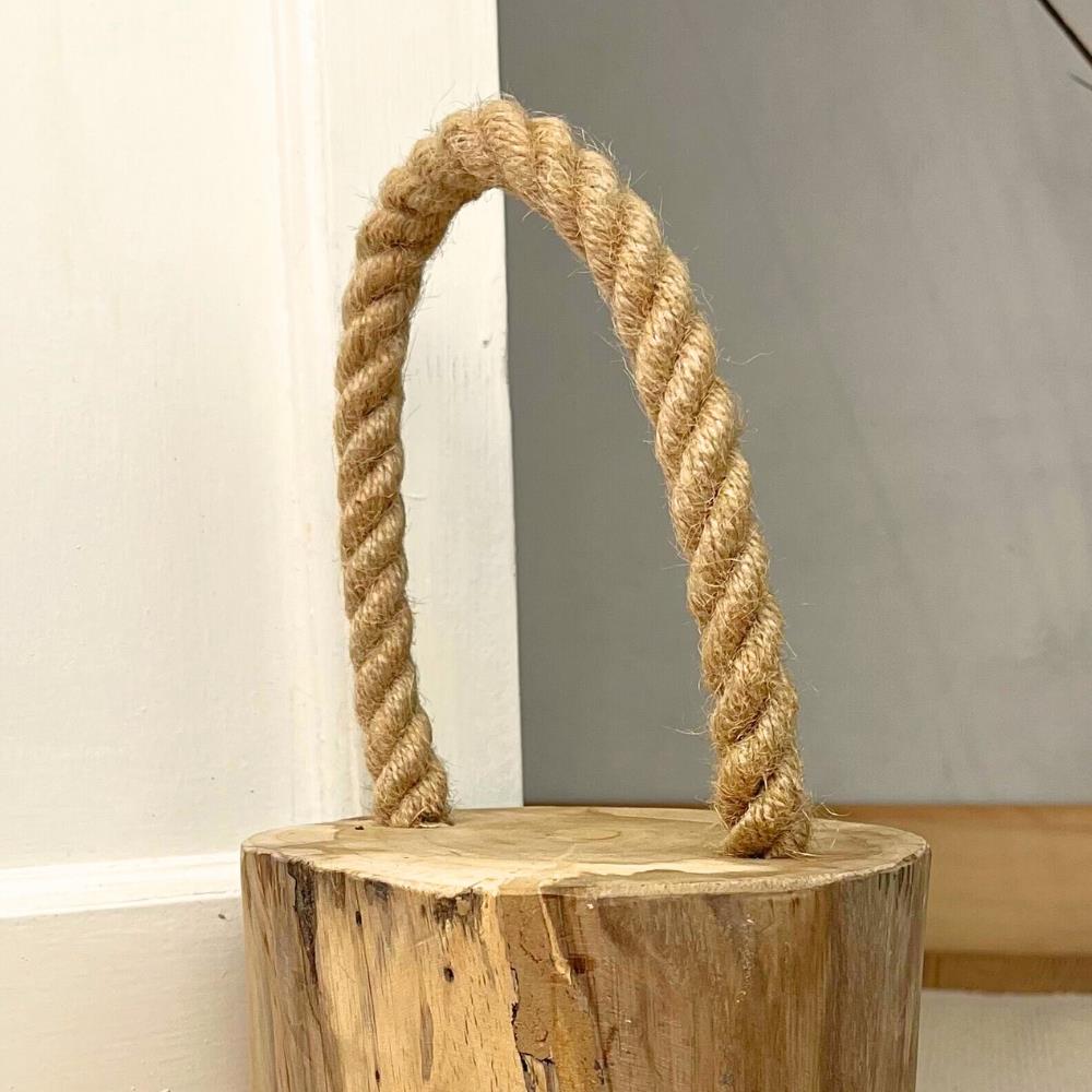Stylish Teak Door Stop With Rope Handle ~ Novelty Wooden Doorstop - Doorstop