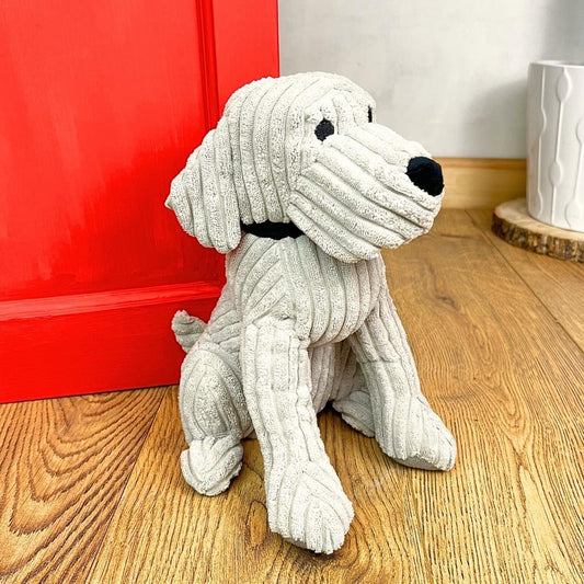 Take Me Home Door Stop - 28Cm Ribbed Grey Dog - Doorstop