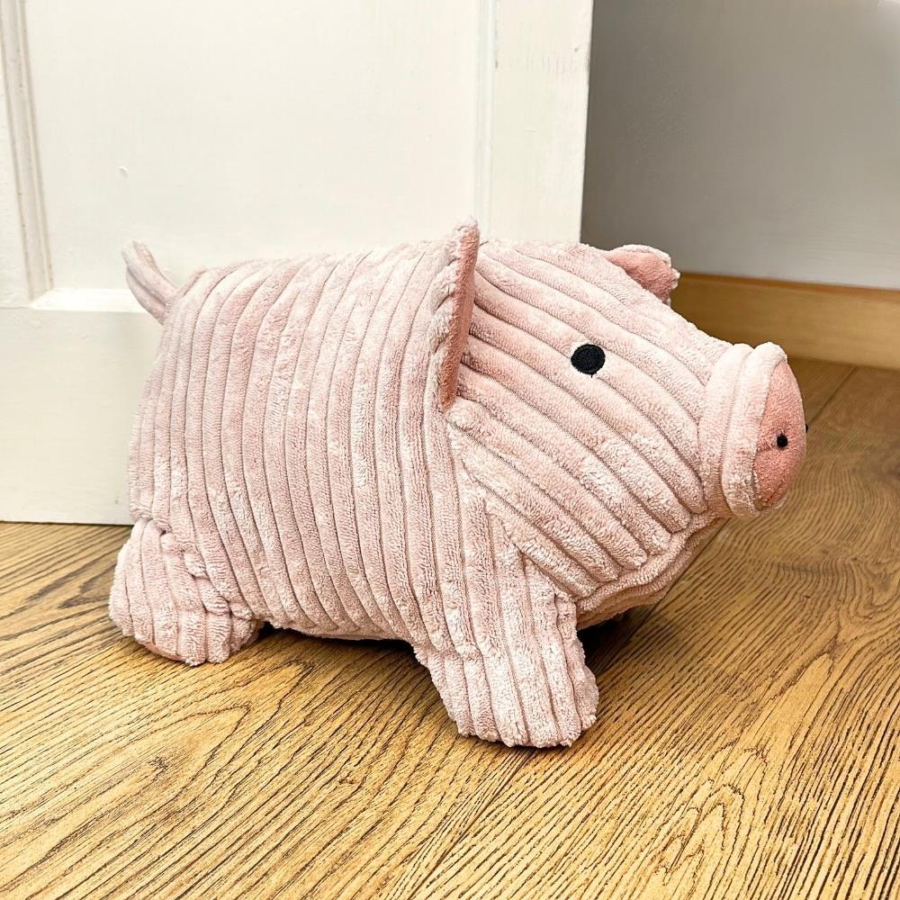 Twinkles Pig Doorstop Pink Ribbed Fabric Animal Doorstop | Door Stop 1.5kg - Doorstop