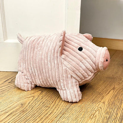 Twinkles Pig Doorstop Pink Ribbed Fabric Animal Doorstop | Door Stop 1.5kg - Doorstop