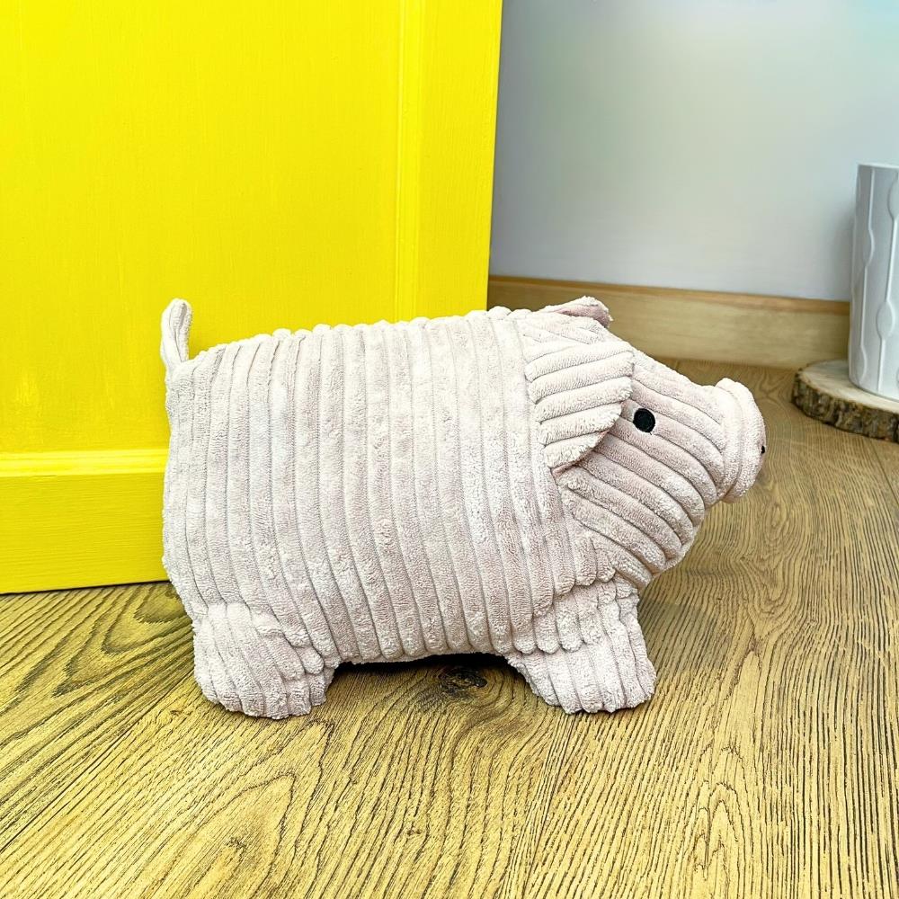 Twinkles Pig Doorstop Pink Ribbed Fabric Animal Doorstop | Door Stop 1.5kg - Doorstop