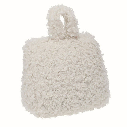 Vanilla Boucle Door Stop, 1kg Fabric Doorstop with Handle, 15cm Floor Door Stopper - Doorstop