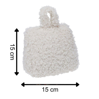 Vanilla Boucle Door Stop, 1kg Fabric Doorstop with Handle, 15cm Floor Door Stopper - Doorstop