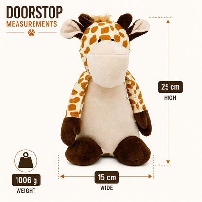 Weighted Fabric Giraffe Door Stop, 25cm Orange Sand Filled Doorstop - Doorstop