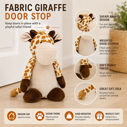 Weighted Fabric Giraffe Door Stop, 25cm Orange Sand Filled Doorstop - Doorstop