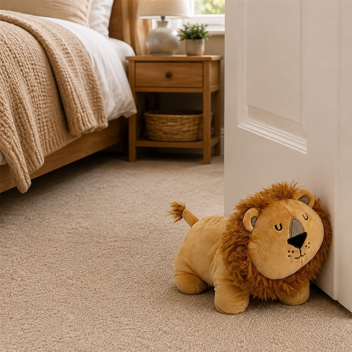 Weighted Fabric Lion Door Stop, 25 cm Decorative Brown Animal Doorstop - Doorstop