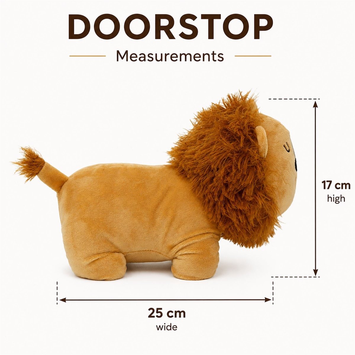 Weighted Fabric Lion Door Stop, 25 cm Decorative Brown Animal Doorstop - Doorstop