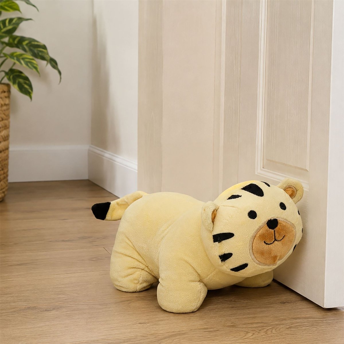 Weighted Fabric Tiger Door Stop, 26 cm Yellow Safari Animal Door Stopper - Doorstop
