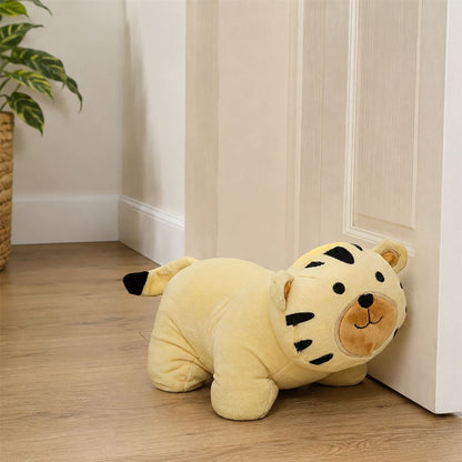 Weighted Fabric Tiger Door Stop, 26 cm Yellow Safari Animal Door Stopper - Doorstop