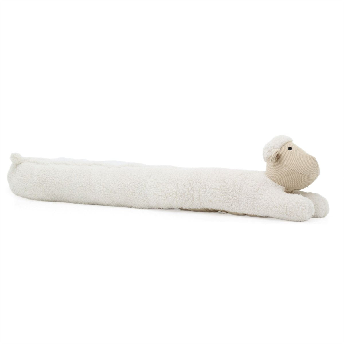White Woolly Sheep Draught Excluder | Plush & Corduroy Door Draft Cushion - 88cm - Draught Excluder