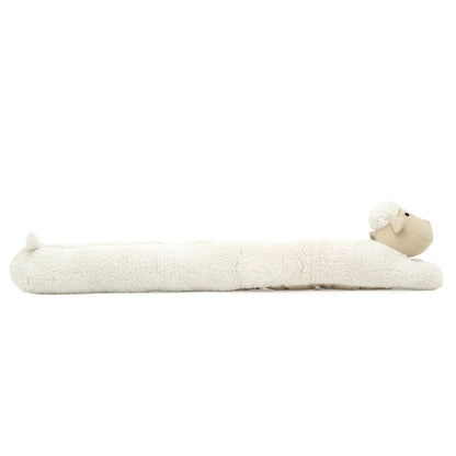 White Woolly Sheep Draught Excluder | Plush & Corduroy Door Draft Cushion - 88cm - Draught Excluder