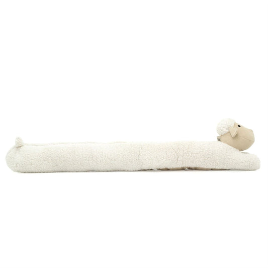 White Woolly Sheep Draught Excluder | Plush & Corduroy Door Draft Cushion - 88cm - Draught Excluder