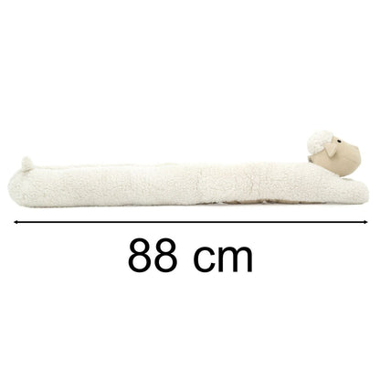 White Woolly Sheep Draught Excluder | Plush & Corduroy Door Draft Cushion - 88cm - Draught Excluder
